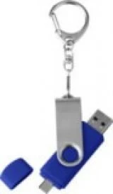 Синяя поворотная USB-флешка с кольцом