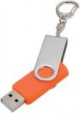 Оранжевая поворотная USB-флешка с карабином