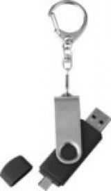 Чёрная поворотная USB-флешка с кольцом