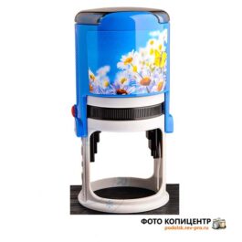 Синяя оснастка для печати с рисунком ромашек