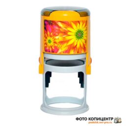 Жёлтая круглая оснастка печати с цветами