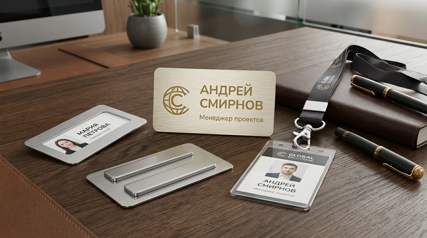 Изготовление металлических и акриловых бейджей на магните в Домодедово