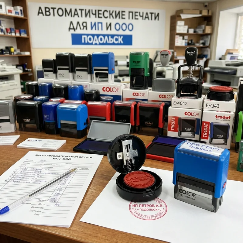 Изготовление печатей Домодедово - автоматическая оснастка Trodat с четким оттиском клише из резины